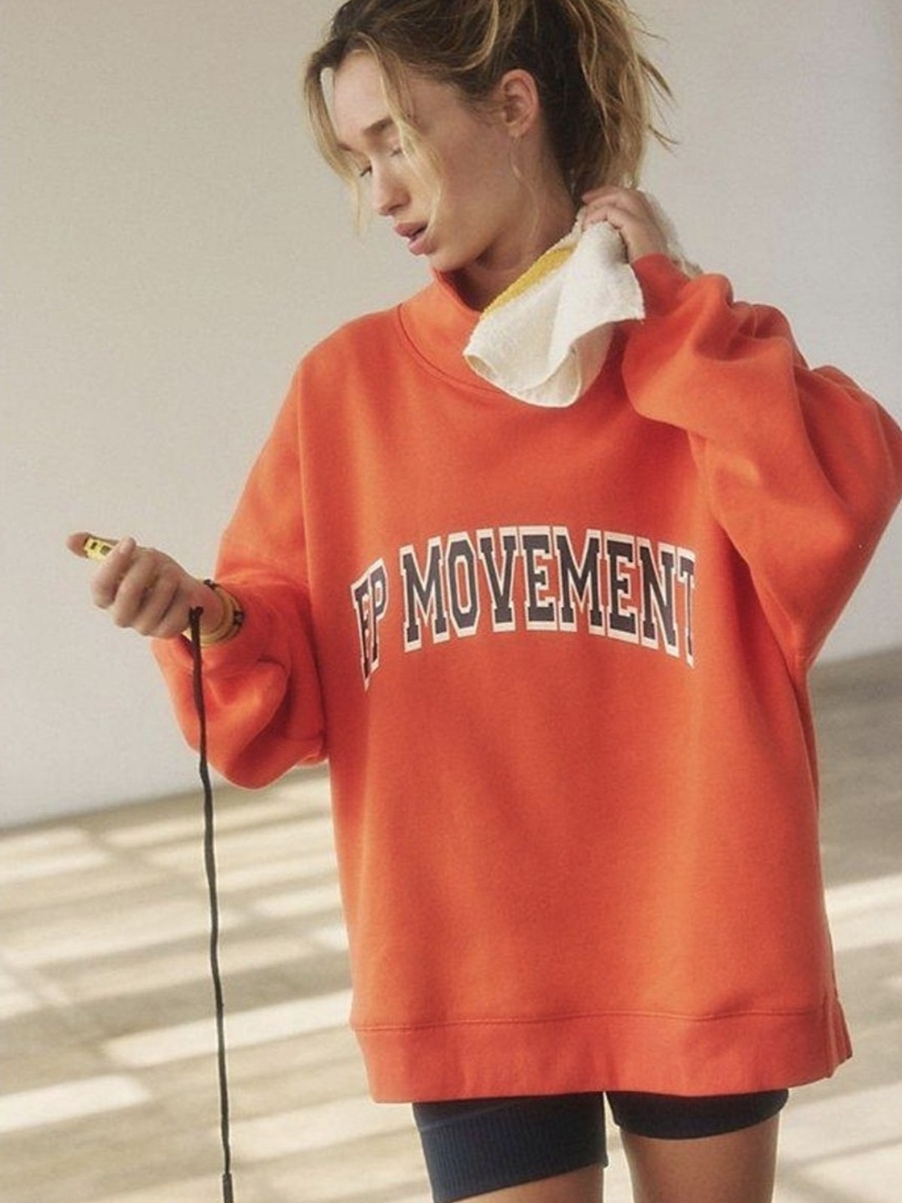 Free People Victory Pullover Sweatshirt In Vibrant Orange